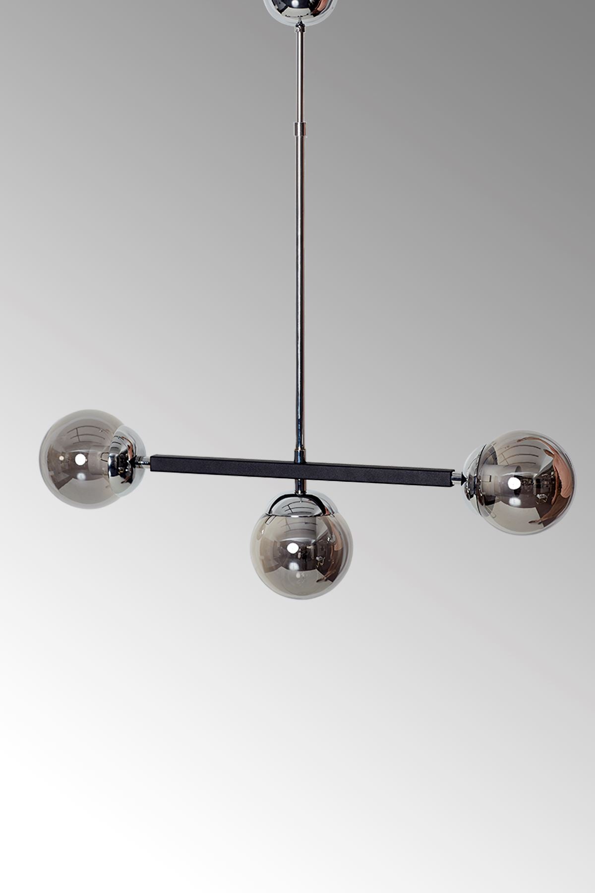 Luzarana Optical 3-piece chrome black design luxury chandelier
