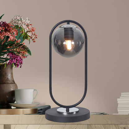 Luzarana Zenga zwart & chroom metalen body glanzend chroomglas design luxe tafellamp