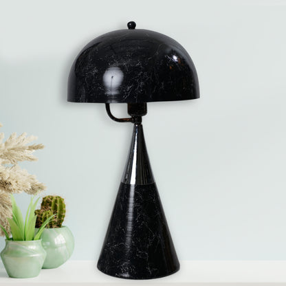 Luzarana Deco Design-Luxus-Tischlampe mit verchromtem schwarzem Metallkörper und Marmormuster