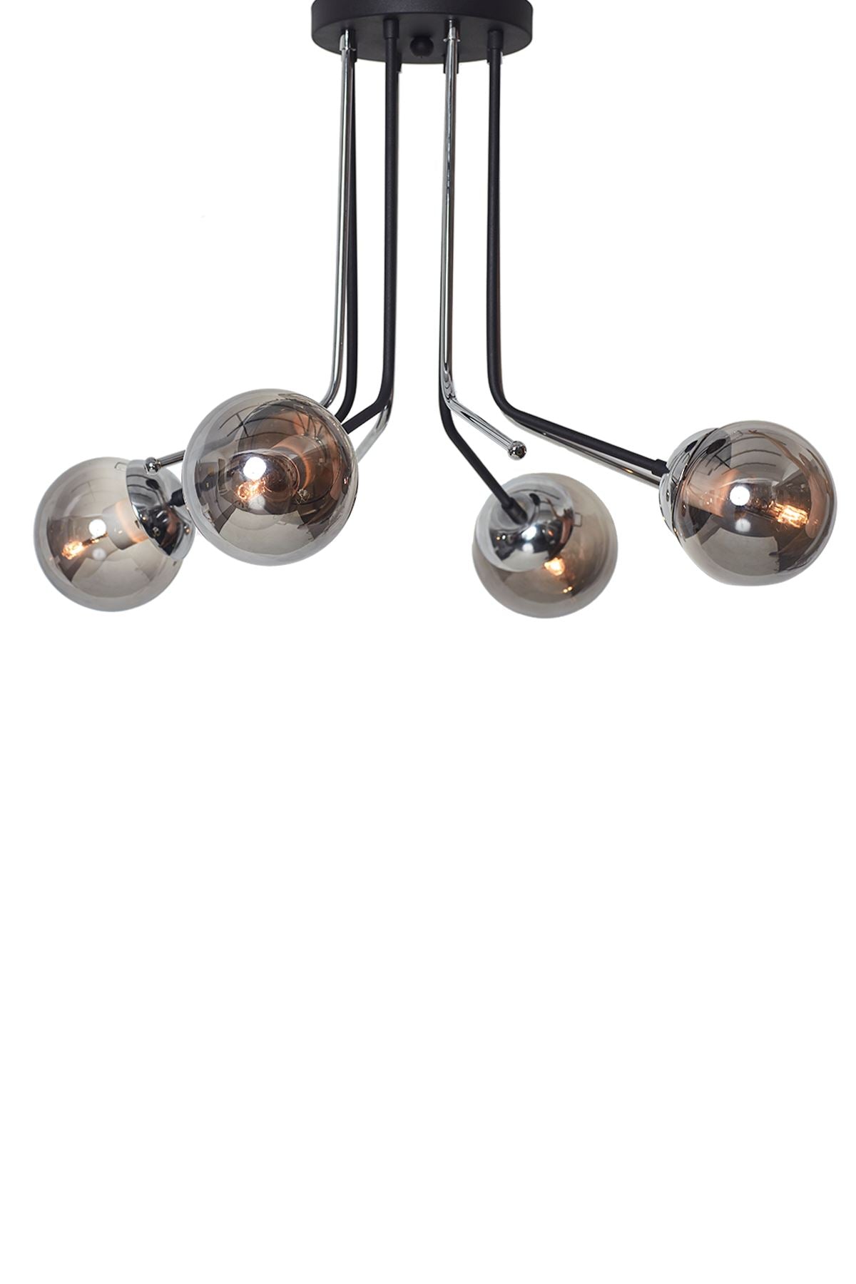 Luzarana Bella 4-piece chrome black metal body smoke-colored design luxury chandelier