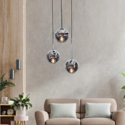 Luzarana Nova 3 chrome metal housing smoked glass design luxury hanging lamp