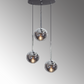 Luzarana Nova 3 chroom metalen behuizing rookglas design luxe hanglamp