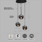 Luzarana Nova 3 chroom metalen behuizing rookglas design luxe hanglamp