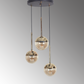 Luzarana Nova 3 goud metalen behuizing honingkleurige glas design luxe hanglamp