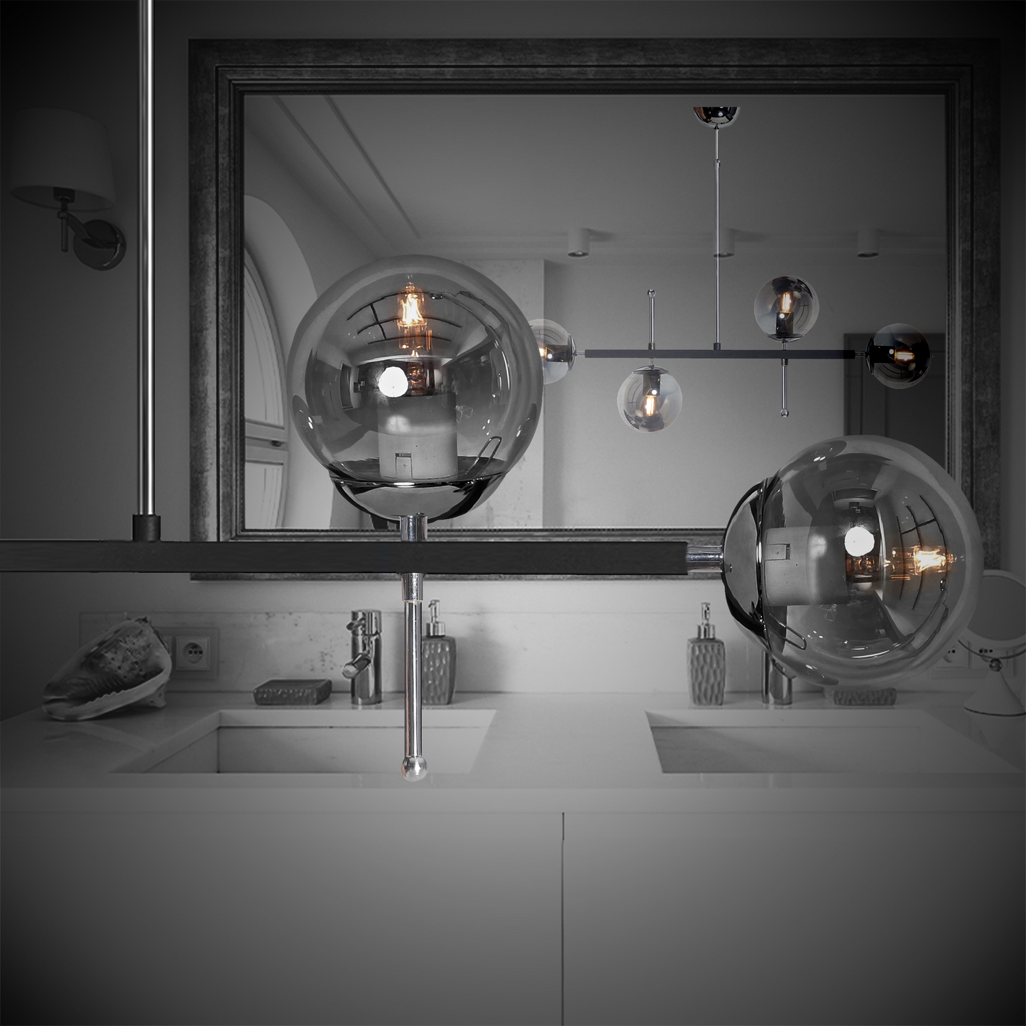 Luzarana Optische 4-delige chroom zwarte design luxe kroonluchter