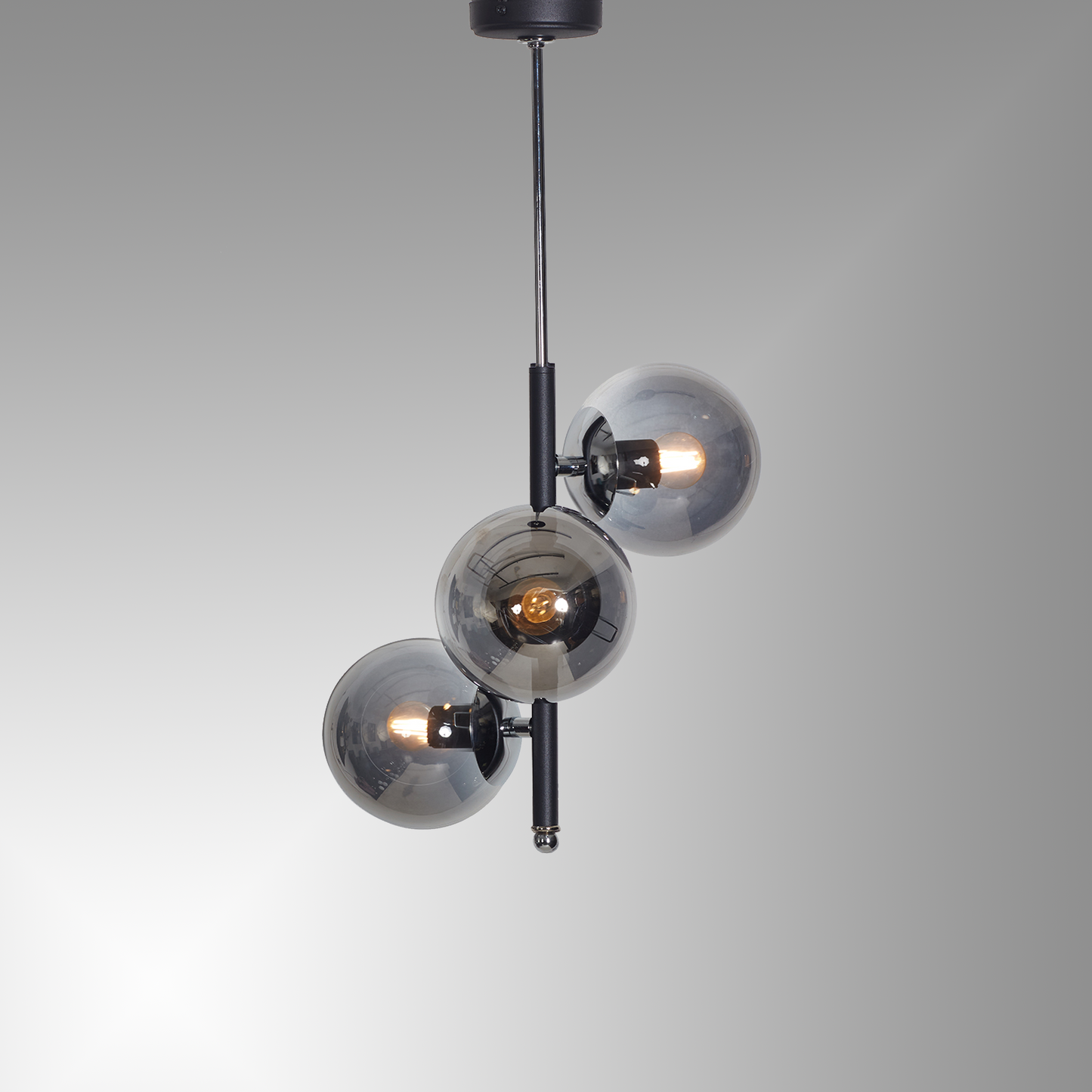 Luzarana Perla chrome black metal housing smoked glass design luxury chandelier