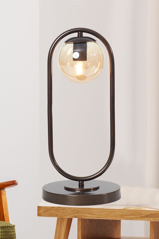 Luzarana Zenga vintage metal body honey colored glass design luxury table lamp