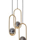 Luzarana Zenga dreiteiliges goldfarbenes Metallgehäuse Rauchglasdesign Luxus-Hängelampe