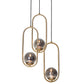 Luzarana Zenga three-part gold metal housing smoked glass design luxury hanging lamp