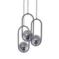 Luzarana Zenga driedelige zwart metalen behuizing rookglas design luxe hanglamp