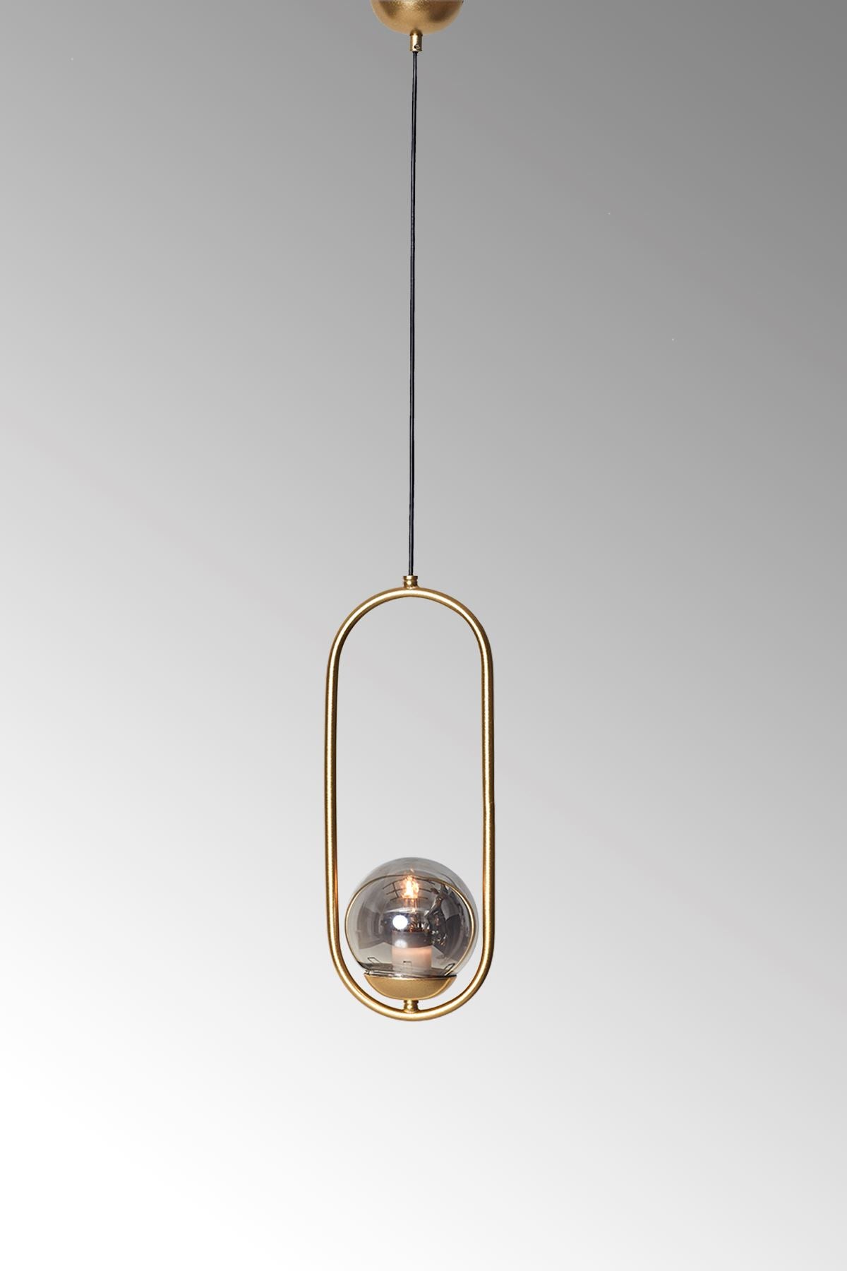 Luzarana Zenga Gold Metallgehäuse Rauchglas Design Luxus-Hängelampe