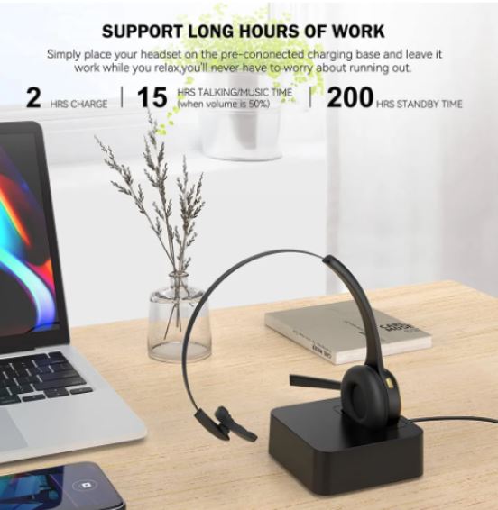 Noise canceling wireless headphones with charging station