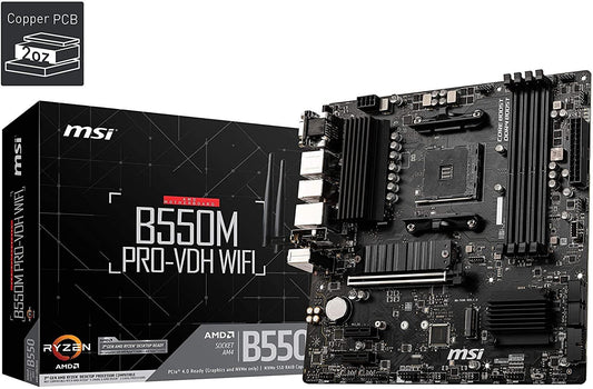 MSI B550M PRO-VDH WIFI - Moederbord - micro ATX - Socket AM4 - AMD B550
