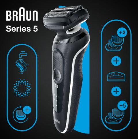 Braun Shaver 51-W4650CS With Charging Stand and 2 EasyClick attachments