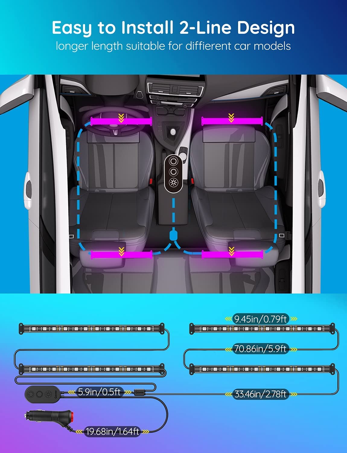 LED lights, smart car interior lighting with APP control 