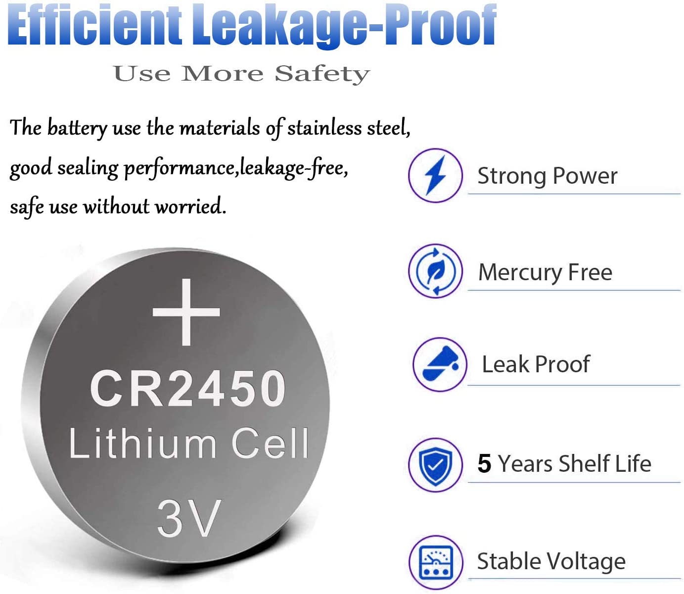 Beidongli CR2450 lithiumbatterijen 3V, 20 stuks
