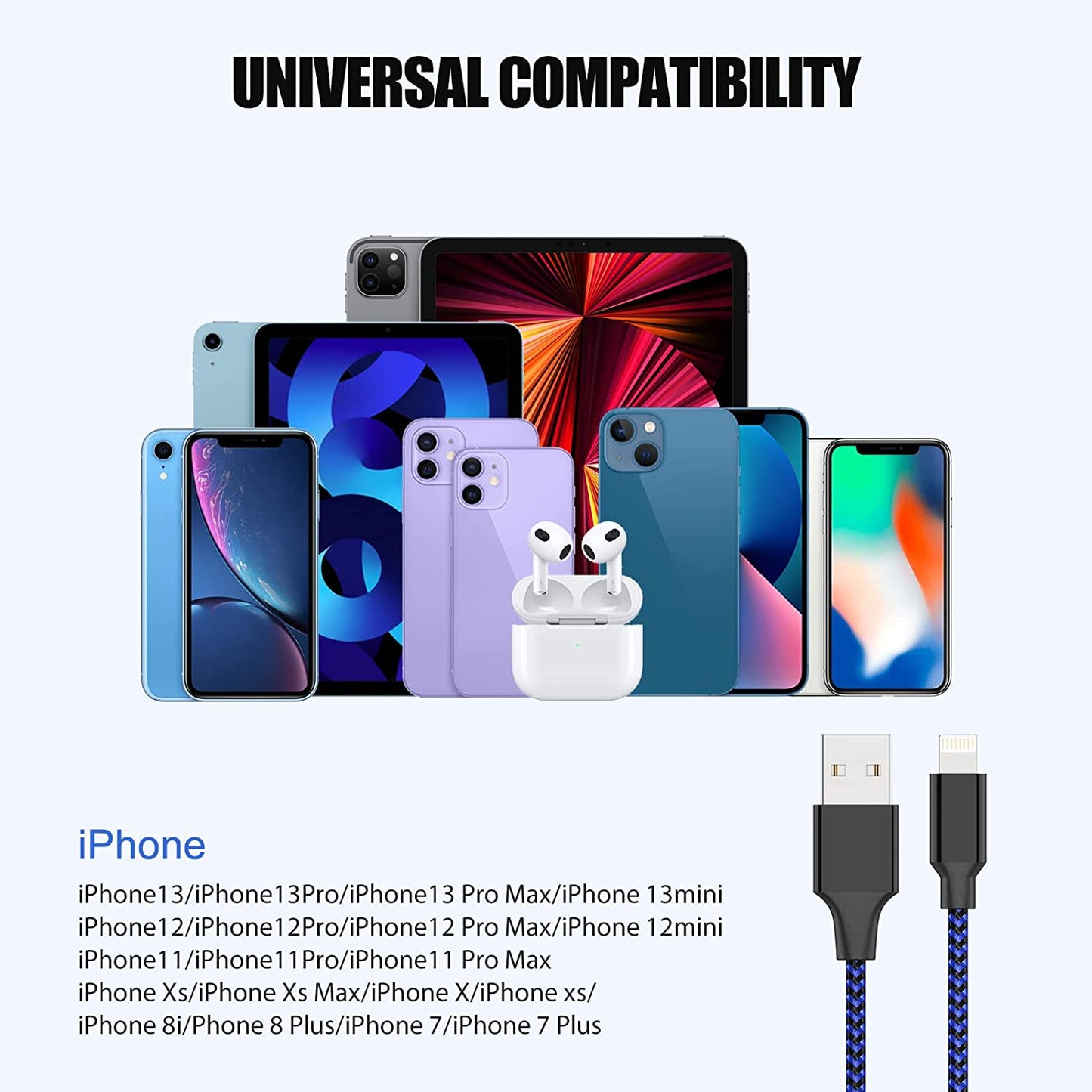 iPhone fast charging cables 3M, 3 pieces