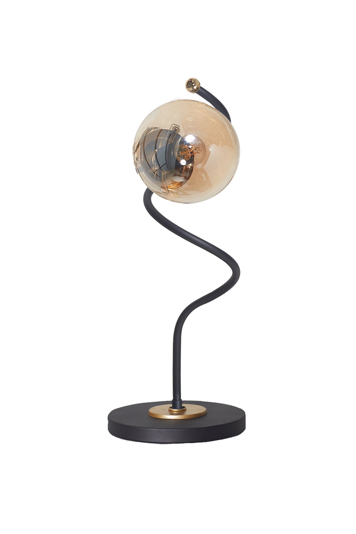Luzarana Nora zwart chroom luxe bureaulamp gebogen modern design tafellamp