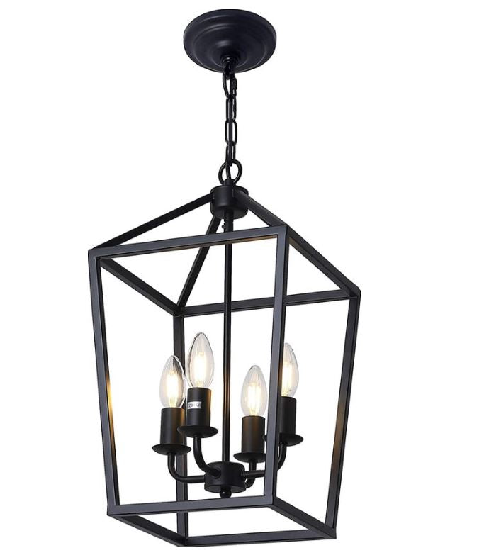 Luzarana Cage 4-piece black farmhouse design hanging lamp
