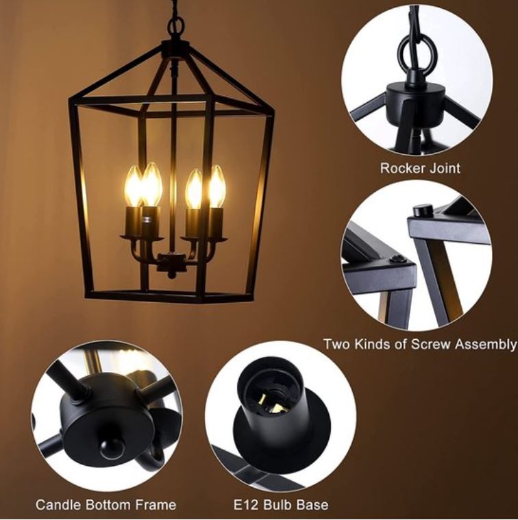 Luzarana Cage 4-Delige zwart boerderij design hanglamp