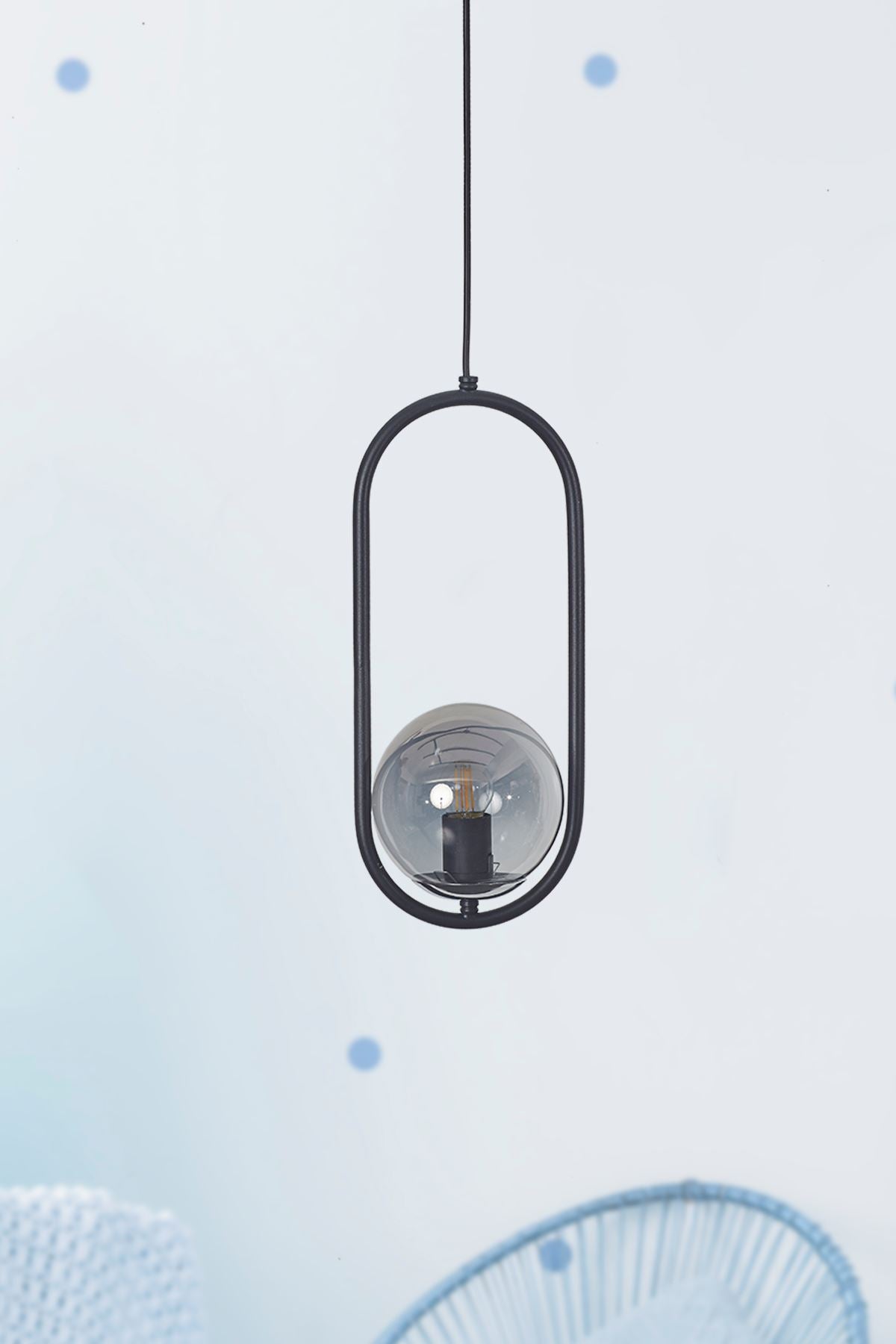 Luzarana Zenga dreiteiliges schwarzes Metallgehäuse Rauchglas-Design-Luxus-Hängelampe